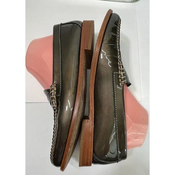 Bass Green Patent Metallic Penny Loafers Weejuns 9.5 rare color - Picture 8 of 11